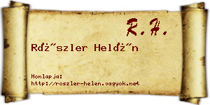 Röszler Helén névjegykártya